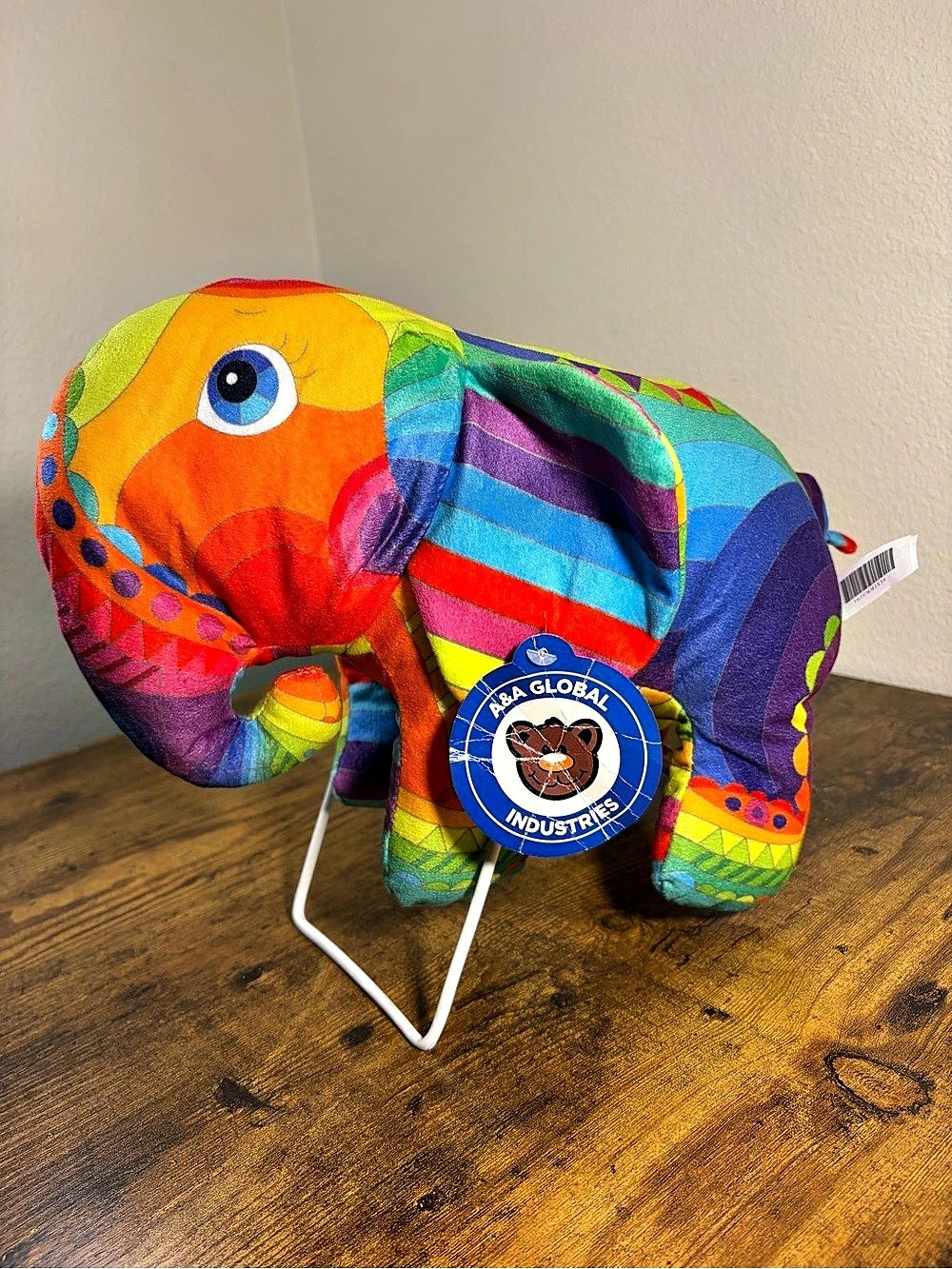 A&A Global Industries Rainbow Elephant Plush, Multi & Orange